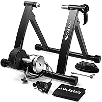 Alpcour Bike Trainer Stand for Indoor Riding – Portable Foldable Magnetic Stainless Steel Indoor Trainer, Noise Reduction, 6 Resistance Settings & Bag – Stationary Exercise for Road & Mountain Bikes