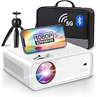 Mini Projector with 5G WiFi and Bluetooth W/ Tripod & Bag, ALVAR 9000 Lumens Portable Outdoor Movie Projector 240