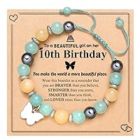 UNGENT THEM Girls Birthday Gifts-Butterfly Charm Natural Stone Bracelet for Daughter Granddaughter Niece Friends Big Sister