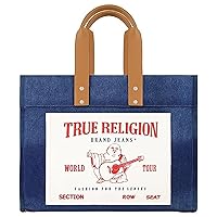 True Religion Large Tote Bag, Canvas Travel Carryall Shoulder Handbag