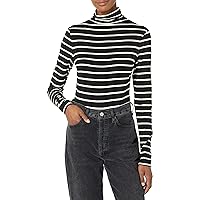 Anne Klein Women's Striped Jersey Long Sleeve Turtleneck