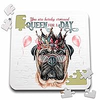3dRose Queen for a Day Sweet Mastiff Dog in a Crown for Moms Birthday - Puzzles (pzl-382744-2)