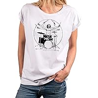 MAKAYA Women's Rock Shirt Vintage Music Top - Drummer Queen Tshirt - Casual Graphic Tee