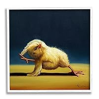 Stupell Industries Yoga Chicks Side Angle Pose Funny Animal Painting, Design by Lucia Heffernan White Framed Wall Art, 12 x 12, Yellow