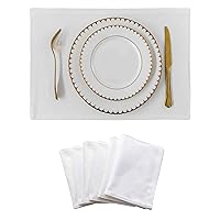Home Brilliant White Placemats Set of 6 Heat Resistant Dining Table Place Mats for Kitchen Table for Wedding Party Holiday, Pure White