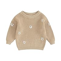 Toddler Baby Girl Boys Sweater Long Sleeve Flower Pullover Tops Knitted Sweatshirt Fall Winter Clothes
