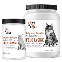 Lots of Love Felo Bundle of 2 - Taurine Supplement for Cats (16oz) and L-Lysine Powder for Cats (2.2 lbs)