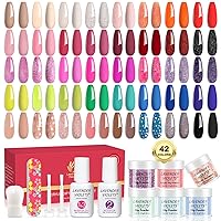 Lavender Violets 42 Colors Dip Powder Nail Kit Starter Nude Pink Neon Yellow Red Green Blud Dipping Powder Nails Set for Home Salon Nail Art