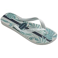 Havaianas Men Aloha Flip Flop - Men's Hawaiian Print Sandals - White/White/Indigo Blue, 13/14