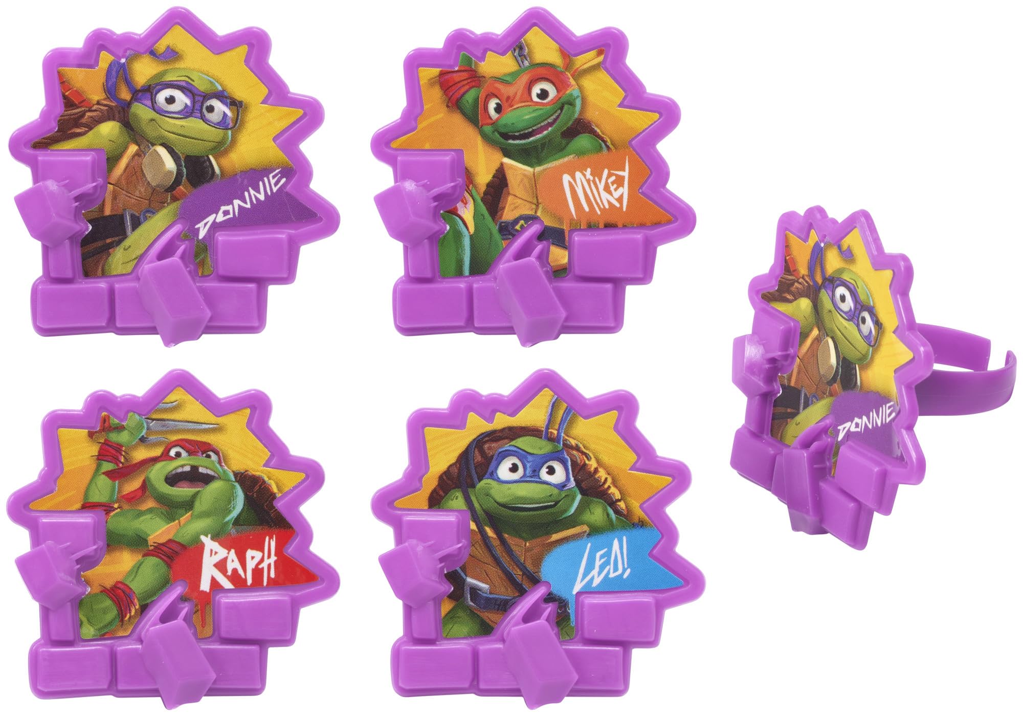 DecoPac Teenage Mutant Ninja Turtles Turtle Power Rings, Cupcake Decorations For Birthday Party, Cakes, And Celebrations - 24 Pack
