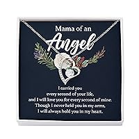 Miscarriage Necklace Silver Plated - Mama Of An Angel - Jewelry for Pregnant Stillborn Bereavement Expecting New Mom Baby Shower