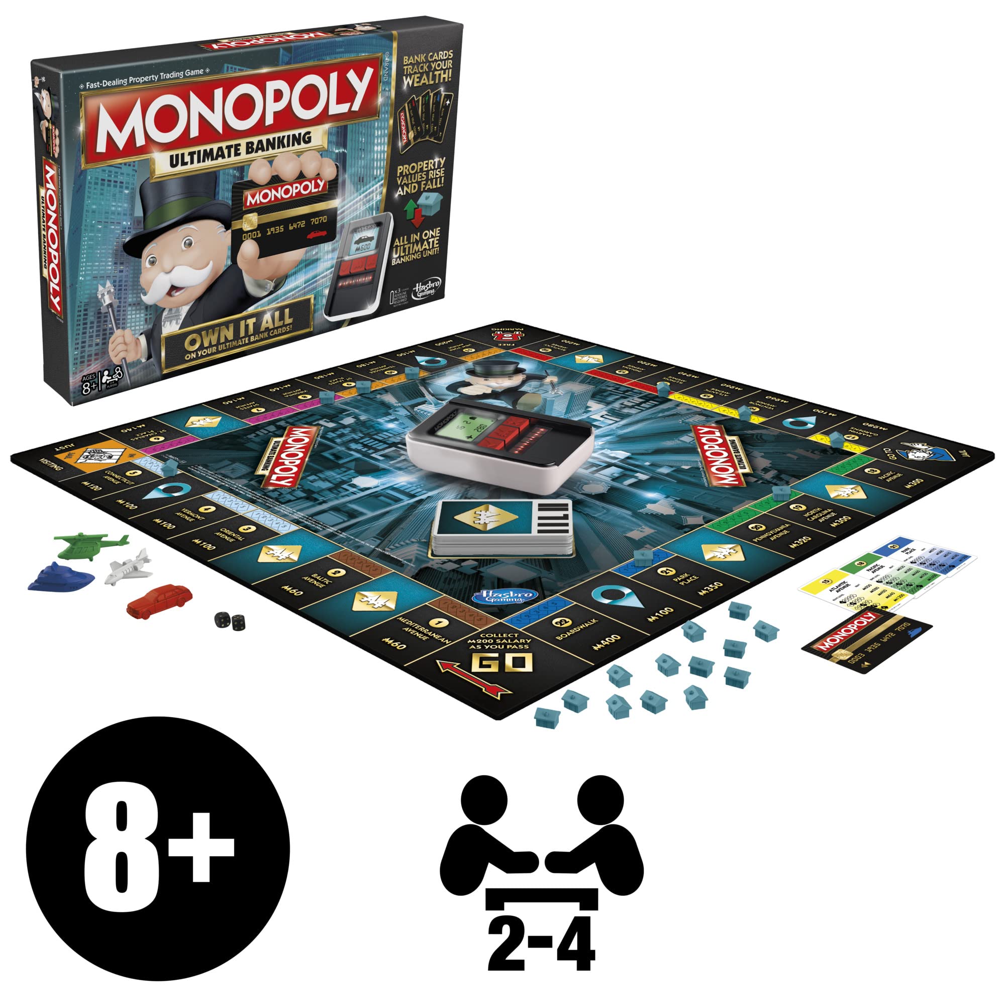 Monopoly Ultimate Banking Edition Board Game for Families and Kids Ages 8 and Up, Electronic Banking Unit (Amazon Exclusive)