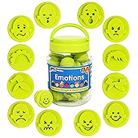 READY 2 LEARN Easy Grip Dough and Paint Stampers - Emotions - Set of 12 - Rubber Stamps for Ages 2+ - Crafts and Social Emotional Learning - Washable