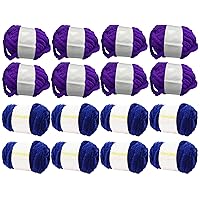 Soft Chenille Chunky Yarn 8lb, Dark Purple 8 Pack + Royal Blue 8 Pack Washable Arm Knitting Yarn Cozy Large Chunky Knit Yarn Jumbo Bulky Yarn 128oz