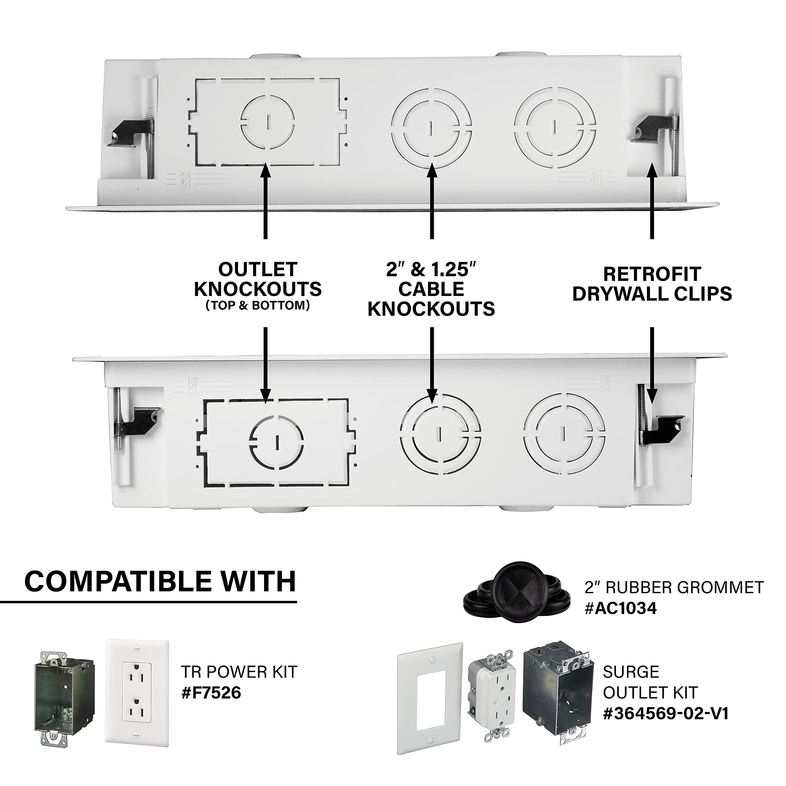 Legrand - OnQ 9 In. Structured Media Enclosure, Wall Cable Management to Organize System Devices, Home Networking Panel Dual Purpose In Wall Enclosure for Device Storage, Media Box, White, ENP0905NAV1