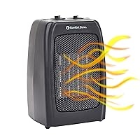 Comfort Zone CZ442E Personal Energy Save Ceramic Heater - 1500W Portable with Adjustable Thermostat, Tip-Over Switch & Overheat Protection, Black