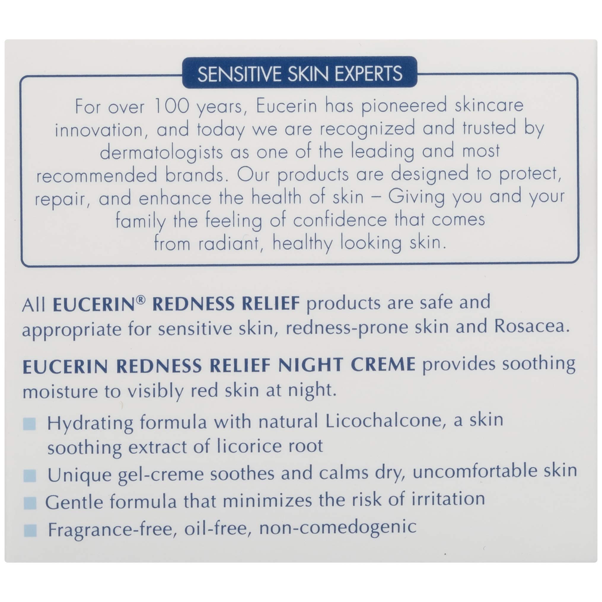 Eucerin Redness Relief Night Creme - Gently Hydrates To Reduce Redness-Prone Skin At Night - 1.7 oz Jar