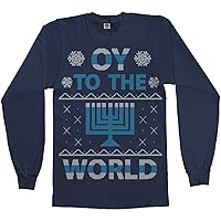 Threadrock Men's Oy to The World Hanukkah Long Sleeve T-Shirt
