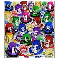Beistle The Great New Year's Eve Party Kit Assortment for 300 People - NYE Hats, Tiaras, Horns, Noisemakers - Photo Booth Props For Celebration