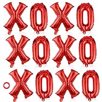 12pcs XOXO Valentine Balloons, Red Foil Letter Balloon Set Valentines Day Decor XOXO Decorations for Engagement Party Wedding Anniversary Bridal Shower