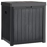 YITAHOME 51 Gallon Medium Deck Box,Outdoor Storage Container for Patio Cushions,Pool Supplies,Garden Tools,Weather,Resistant,Resin (Black)
