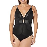 City Chic Women's Apparel womens Sexy Plunge 1 PcOne Piece Swimsuit