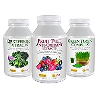 3 Product Healthy Foods Bundle – 60 Count Each of Cruciferous Extracts, Fruit Full Anti-Oxidant Extracts and Green Foods Complex. Provides Nutritional Benefits of 20+ Healthiest Foods.