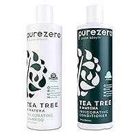 Tea Tree & Matcha Shampoo and Conditioner Set - Nourishing & Invigorating Scalp Treatment - Zero Sulfates/Parabens/Dyes -100% Vegan & Cruelty Free - Great For Color Treated Hair