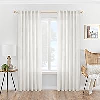 94 Inch Linen Sheer Curtains 2 Panels Set Rod Pocket Back Tab Linen Window Privacy Decorative Curtain Drapes for Living Room Bedroom,50x94 in Long,Ivory(Cream/Off White)