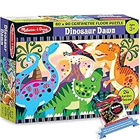 Melissa & Doug Dinosaur Dawn: 24-Piece Floor Puzzle + Free Scratch Art Mini-Pad Bundle [44257]