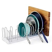 YouCopia StoreMore Expandable Pan and Lid Rack, Adjustable Pot Lids and Pans Organizer for Kitchen Storage, 12.5”-22” Wide