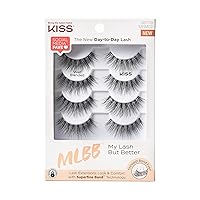 KISS My Lash But Better False Eyelashes, Well Blended', 16 mm, Includes 4 Pairs Of Lashes, Contact Lens Friendly, Easy to Apply, Reusable Strip Lashes