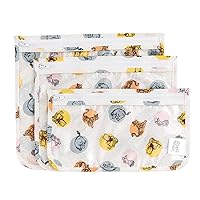 Bumkins Disney Travel Bag, Toiletry, TSA Approved Pouch, Zip Bag, Quart Size Airline Compliant, Clear-Sided, Baby, Diaper Bag Organization, Accessories, Packing, Set of 3 Sizes, Winnie the Pooh