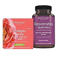 Reserveage Beauty- Resveratrol Gummies 100 mg, Antioxidant Supplement Supports Healthy Aging, Vegan - 1 Pack & Collagen Candy, Collagen Supplement for Skin Care and Hair Growth, Collagen Booster, Sou