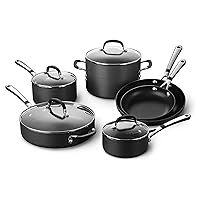 10-Piece Pots and Pans Set, Nonstick Kitchen Cookware with Stay-Cool Stainless Steel Handles, Black