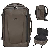 ECOHUB Travel Backpack 16'' Personal Item Backpack with 13 Pockets Carry on Bags for Airplanes Travel bags for Women Men Airlines Approved Small Backpack with USB Port Casual Daypack Brown
