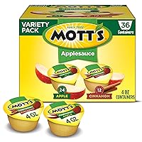 Mott's Apple & Cinnamon Variety Pack Applesauce, 4 oz cups, 36 count, No Artificial Flavors, Good Source Of Vitamin C, Nutritious Option For The Whole Family