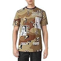Hat and Beyond Mens Graphic Print Malcolm X Double Layer Zipper Hipster Longline Camo T Shirt