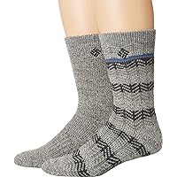 Columbia Men's Pattern Stripe Wool Crew Socks-2 Pairs