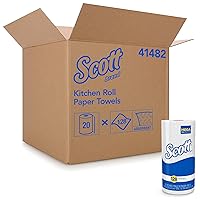 Kimberly Clark Professional Scott Kitchen Paper Towels (41482) with Fast-Drying Absorbency Pockets, Perforated Standard Paper Towel Rolls, 128 Sheets / Roll, 20 Rolls / Case, White