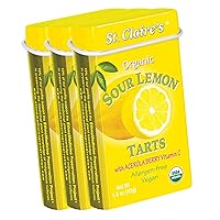 St. Claire's Organic Fruit Tart Candies, (Sour Lemon, 1.5 Ounce Tin, Bundle of 3) | Gluten-Free, Vegan, GMO-Free, Plant-based, Allergen-Free | Made in our Allergen-Free facility