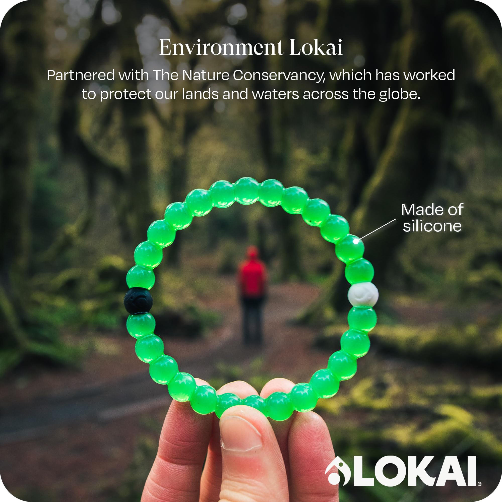 Lokai Silicone Beaded Bracelet for Environment Cause - Medium, 6.5 Inch Circumference - Jewelry Fashion Bracelet Slides-On for Comfortable Fit for Men, Women & Kids