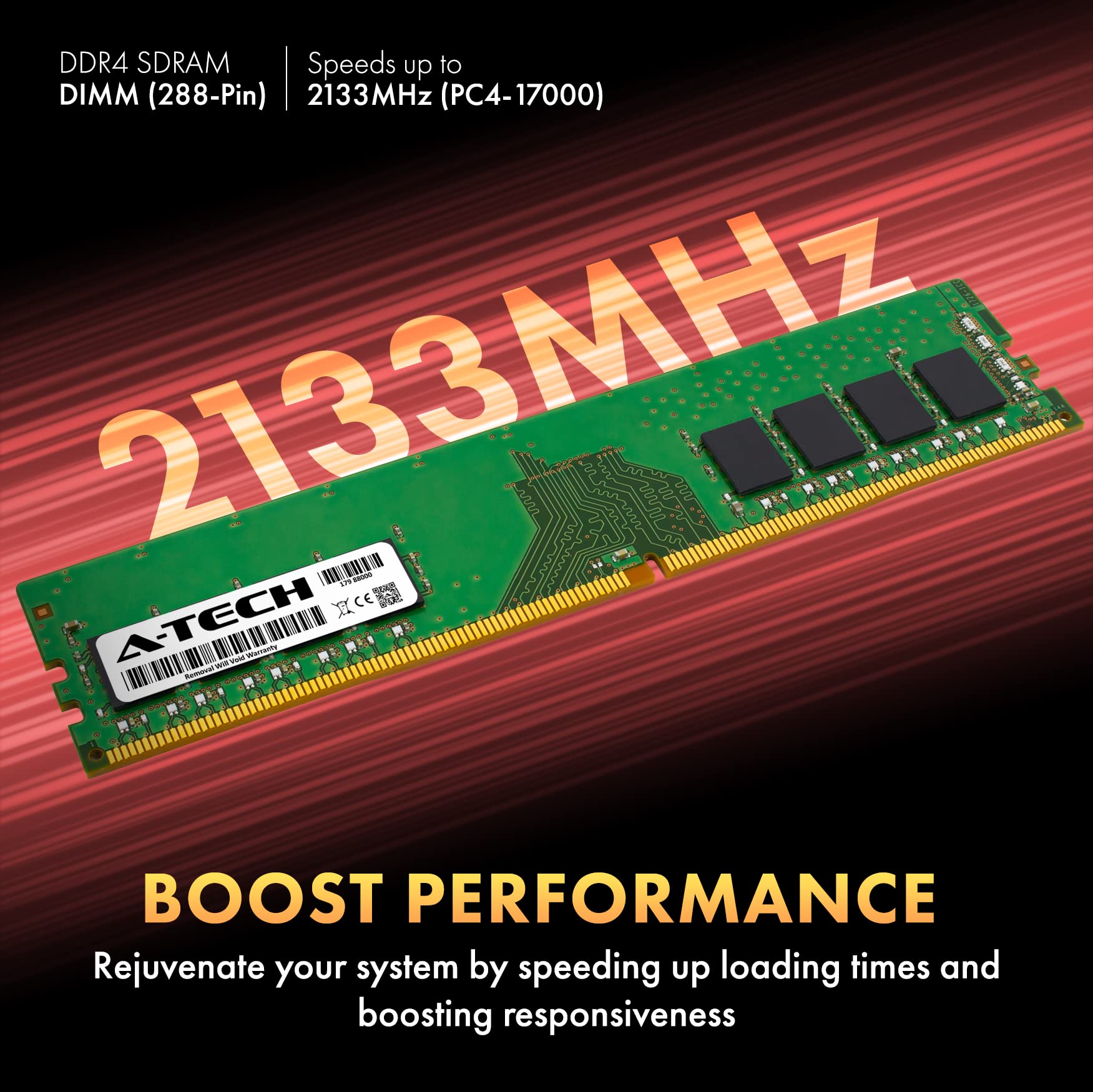 A-Tech 32GB (2x16GB) DDR4 2133 MHz UDIMM PC4-17000 (PC4-2133P) CL15 DIMM 2Rx8 Non-ECC Desktop RAM Memory Modules