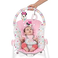 Bright Starts Disney Baby MINNIE MOUSE Infant to Toddler Rocker & Seat with Vibrations and Removable -Toy Bar, 0-30 Months Up to 40 lbs (Forever Besties)