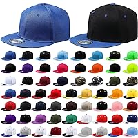 Toulite 60 Stück Snapback Hüte für Herren Hip Hop Stil Hüte Einfarbig Blank Flat Bill Hüte Solide Flache Krempe Hut Verstellbare Baseballkappen Bulk, In verschiedenen Farben erhältlich, Einheitsgröße