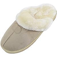 Ladies/Womens Soft Thick Faux Fur Mules/Slippers/Indoor Shoes with Thick Fur Trim
