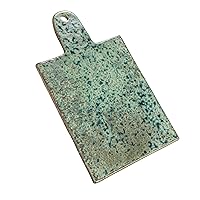 Creative Co-Op, Green Matte Stoneware Cheese Board with Leather Tie, Large