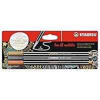 STABILO Metallic Premium Felt Tip Pen Pen 68 Metallic - Gold/Silver/Copper, Set of 3