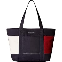 Tommy Hilfiger womens Canvas Tote Shoulder Handbag, Navy, One Size US