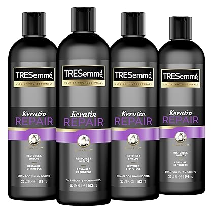 TRESemmé Shampoo for Damaged Hair Keratin Repair Restores and Shields Hair from Damage, 20 Fl Oz (Pack of 4)